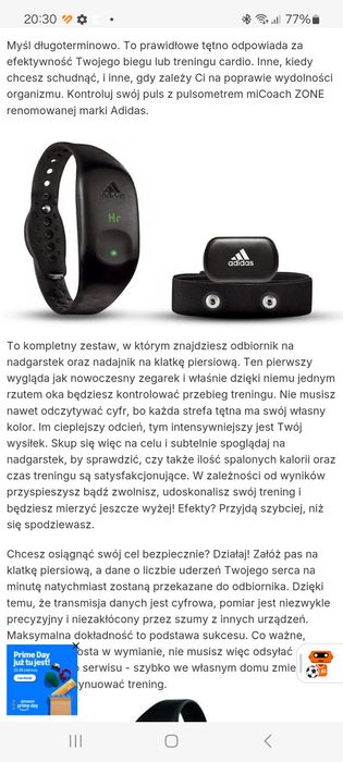 Opaska treningowa micoach  Zone B2-sprzet do treningu