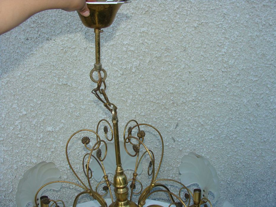 Candeeiro de Teto com Vidro em formato de Concha