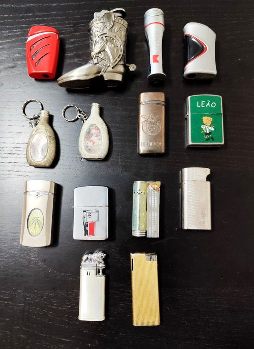 Lote de 14 Isqueiros Metálicos (Vintage)