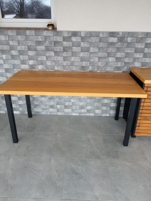 Стіл лофт столешня з натурального дерева Ясен на терасу