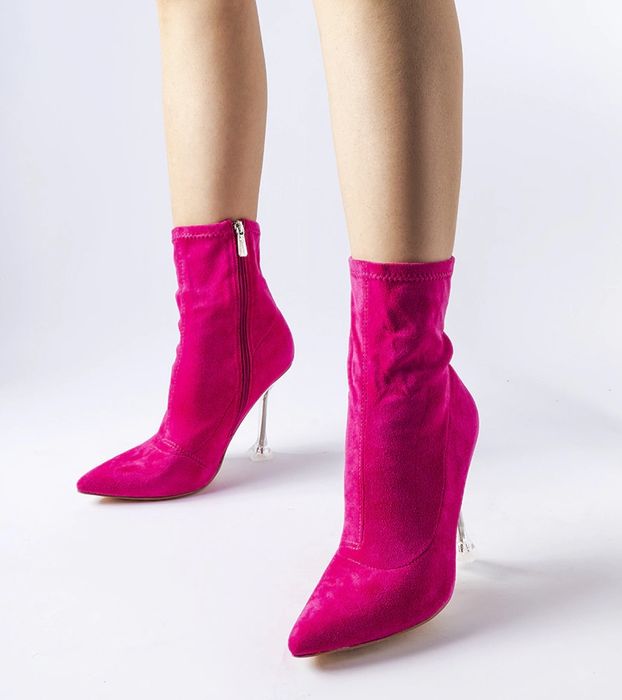 Różowe botki na ozdobnym obcasie Ferguson