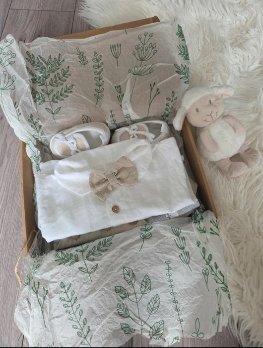 Lniane ubranko do chrztu, r. 80, SweterkiMałgosia