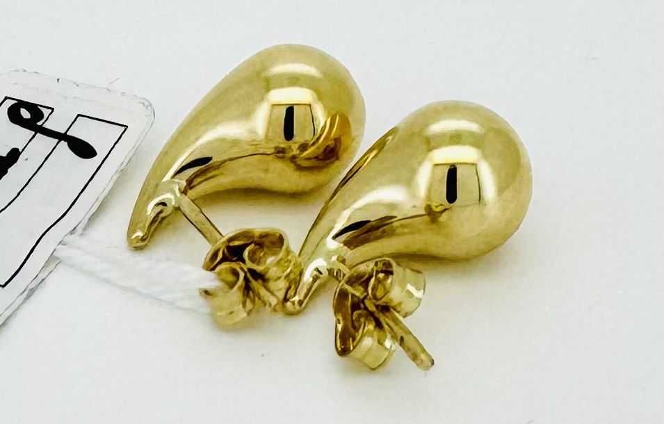 Złote kolczyki Kropelka Łezka na sztyft złoto pr. 585 waga 1,91 g 2 cm