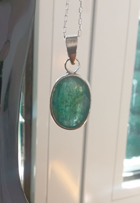 Fio de Prata com Esmeralda Certificada. Feito á Mao