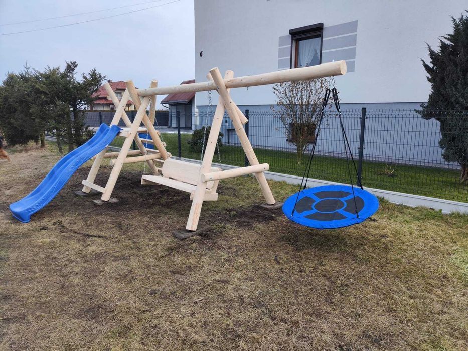 Drewniana huśtawka ogrodowa GRUBE BALE Stelaż huśtawki DO OGRODU +