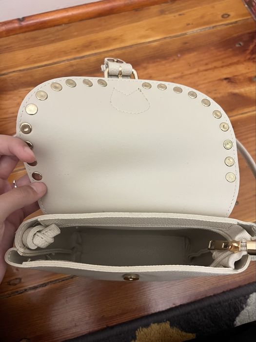 Cream Studded Crossbody Shoulder Bag (mala)