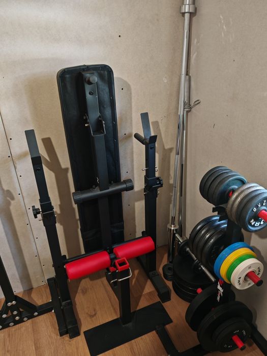 Siłownia domowa kompletna, obciążenie, ławeczka, gryf