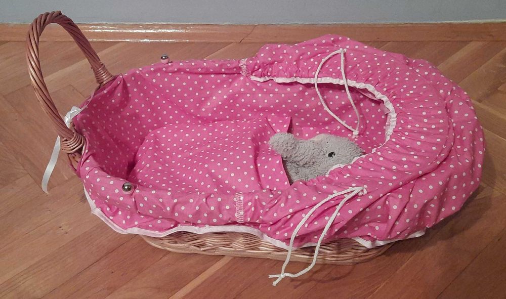 Wózek dla lalek z pościelą + łóżeczko