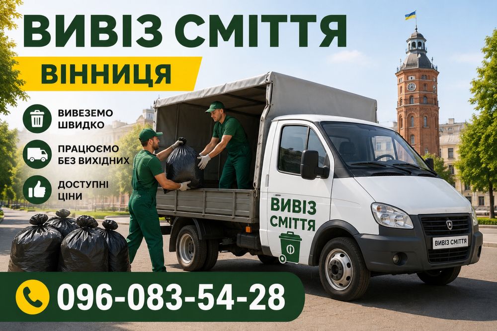 Вивіз сміття Вінниця Демонтаж старих меблів побутового хламу будівельного сміття очищення квартир вивоз мусора вывоз мебели зил грузчики