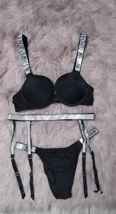 Sexi komplet bielizny victoria secret cyrkonie prezent walentynki