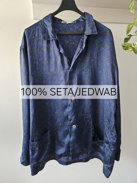 Męska koszula 100% Jedwab Seta Vintage Paisley Oversize