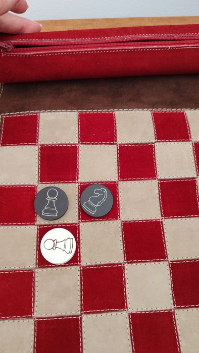 Kit de viagem de  Xadrez em pele  Chess Chekers em pele