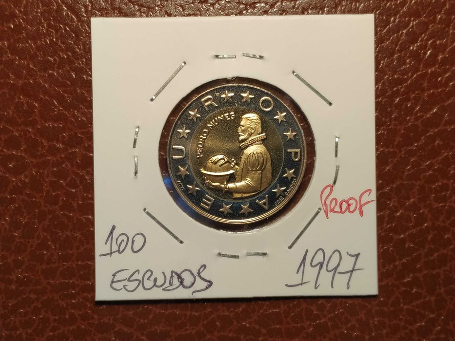 B382 moeda Proof de 100 escudos de 1997 bimetálica - Portugal