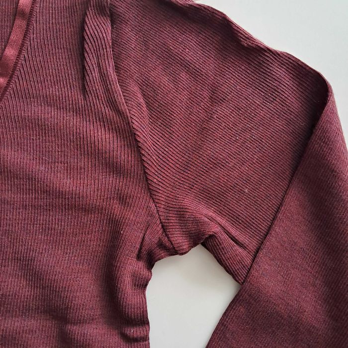 Koszulka termiczna, longsleeve, merino wool + jedwab Claire, bordowy, I warstwa r. M