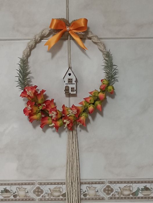 Coroas de flores para a porta