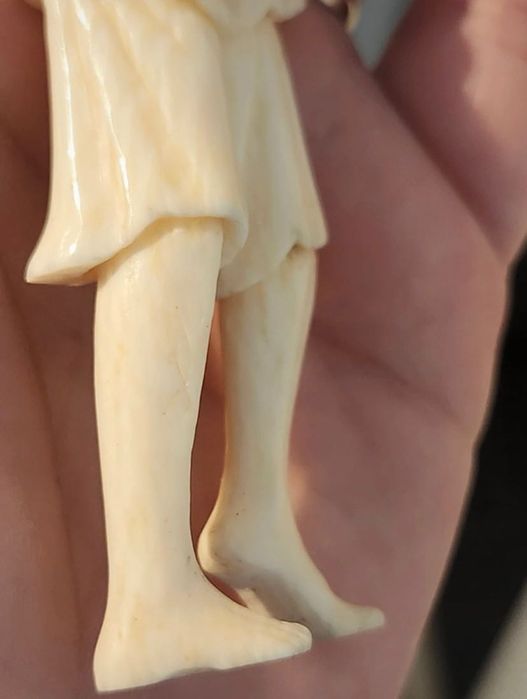 Imagem oriental de pescador camponês okimono trabalhada