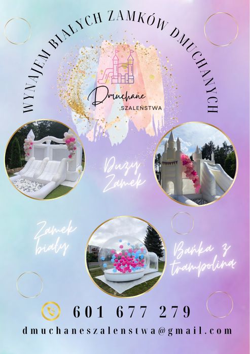 Wynajem białych zamków dmuchanych,bubble house