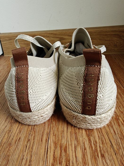 Espadryle bugatti wiązane damskie sneakersy plecionka platforma