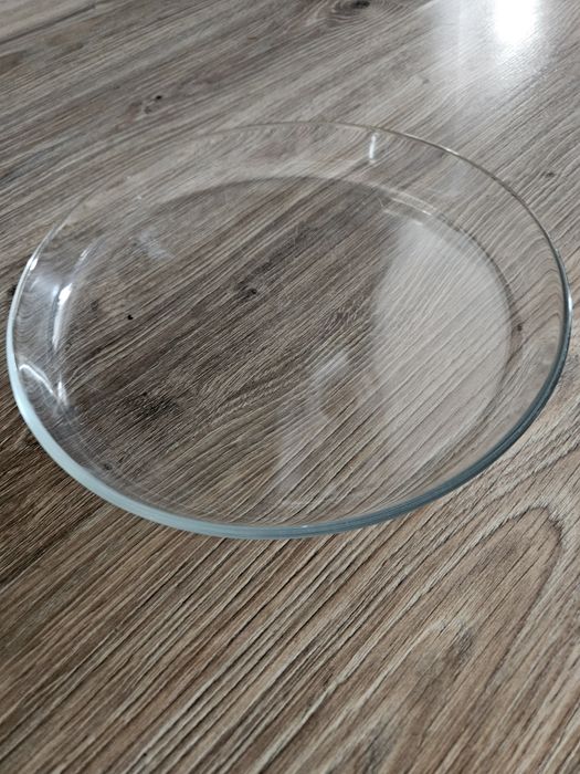 Szklany płaski duży talerz patera duka