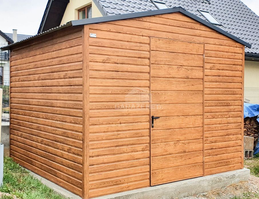 DOMEK OGRODOWY GARAŻ BLA 3M X 3M Dwuspad Drzwi Drewnopodobny 3X3 GB257