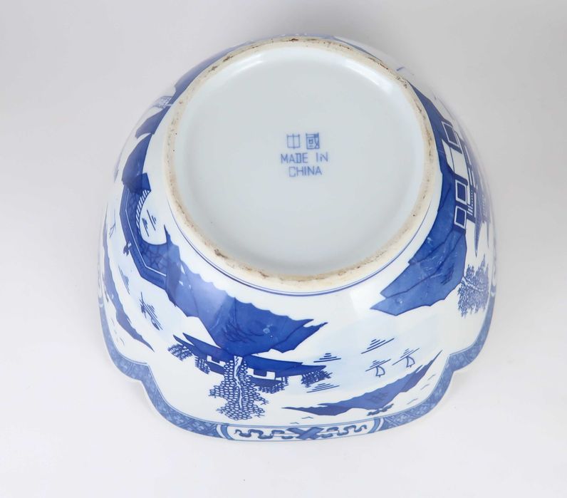 Saladeira porcelana azul e branca da China - Cantão