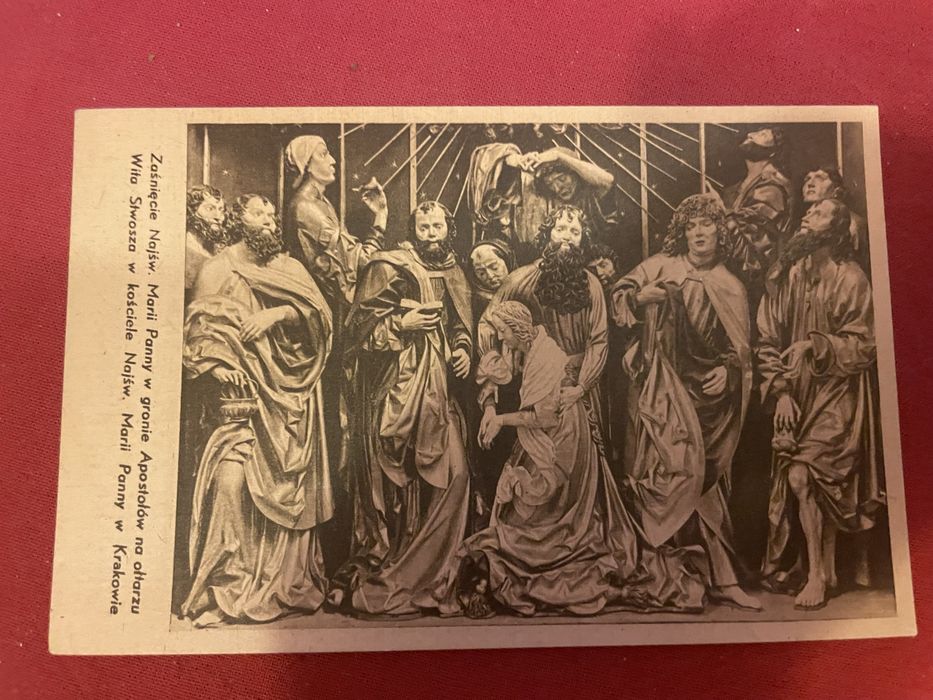 Bardzo stara pocztówka oltarz Wita Stwosza w Krakowie