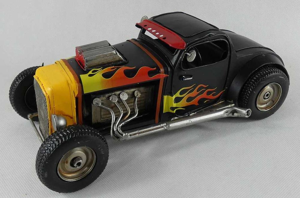 Metalowy model pojazd HOT ROD auto ogień FIRE 32cm