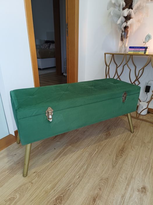 Banqueta veludo verde esmeralda