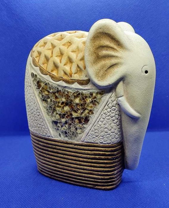 Artigo decorativo artesanato estatueta elefante em cerâmica