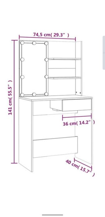 Toucador/ penteadeira com LEDs 74,5x40x141 cm sonoma cinza
