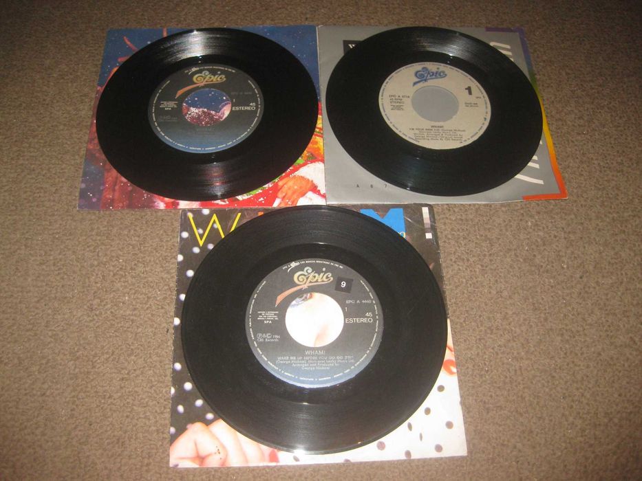 3 Discos em Vinil Single 45 rpm dos Wham