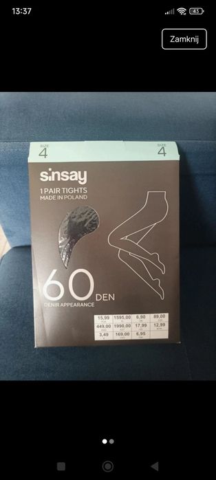 Nowe czarne rajstopy 60DEN L