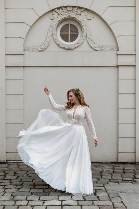 Suknia ślubna Julia Rosa rozm. 38 boho rustykalna koronka