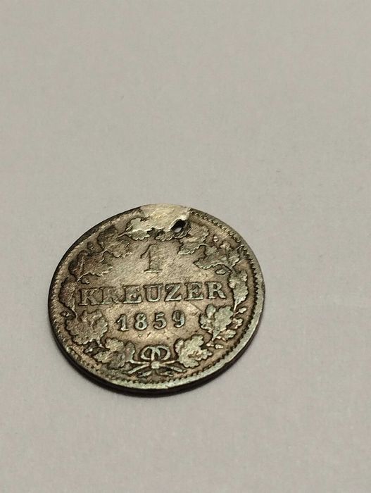 Moneta Niemcy Bawaria 1 krajcar 1859r. Maksymilian II - Srebro