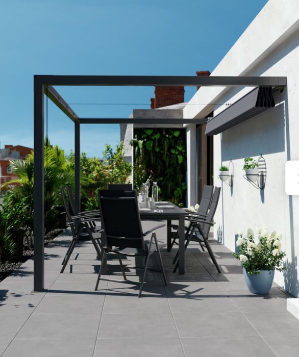 Pawilon ogrodowy pergola Manea 260x350x220 cm przyścienny antracyt