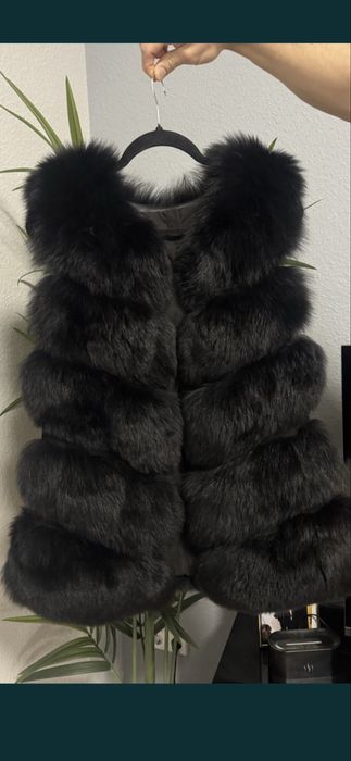 Kamizelka futro lis naturalne czarne M