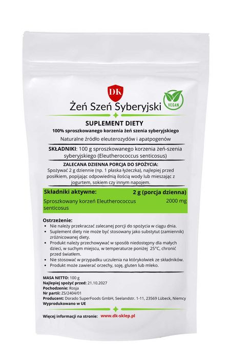 Żeń-szeń Syberyjski 100 g naturalny adaptogen premium