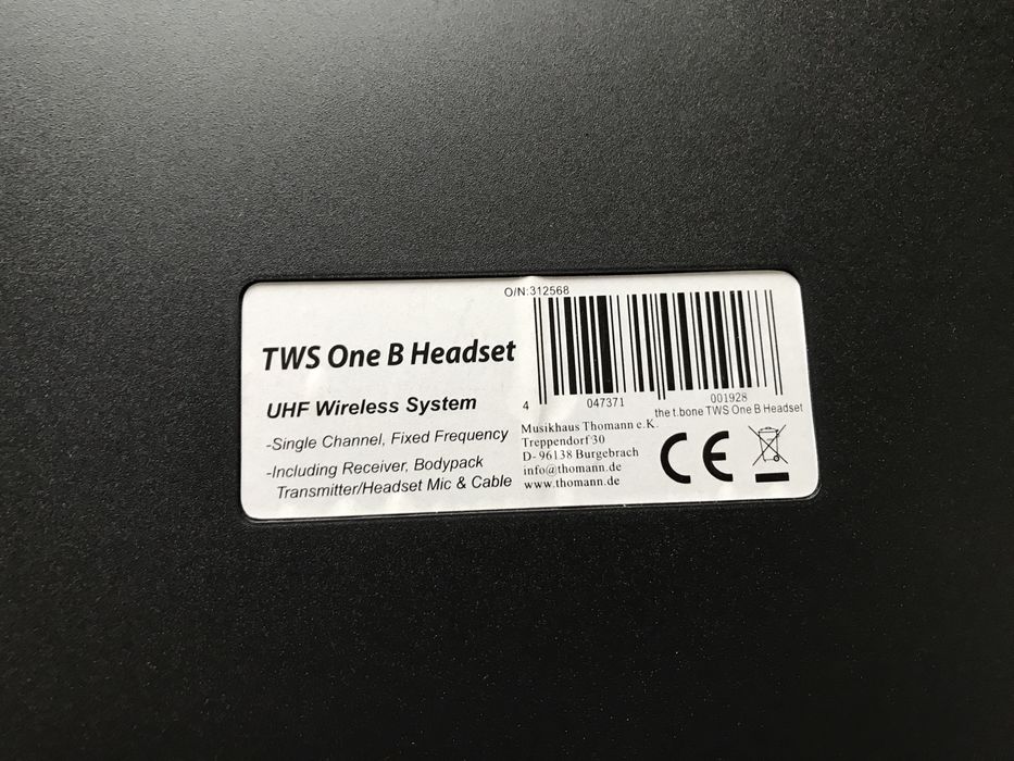 Micro headset uhf wireless system t bone novo