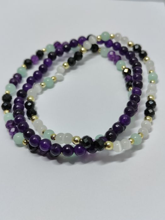 Bransoletka z kamieni naturalnych 3szt 17cm