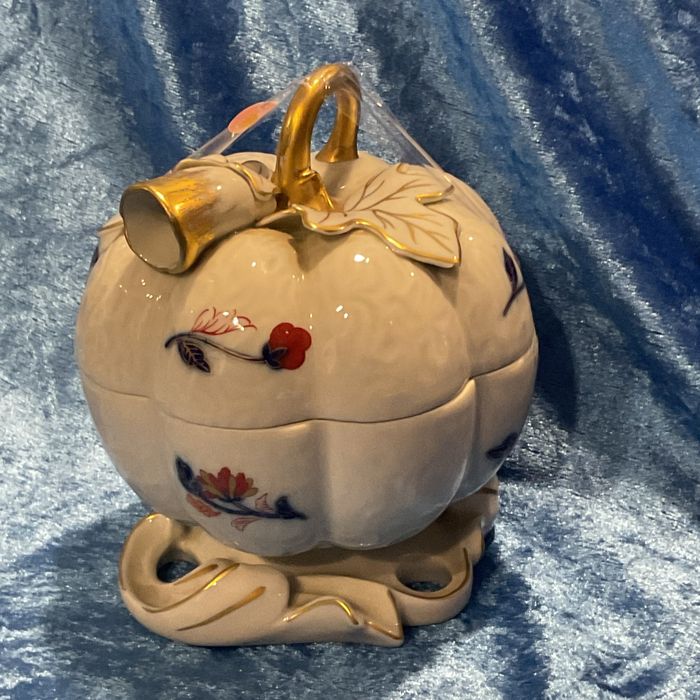 Caixa abóbora vintage pintura manual vista alegre alt,13 cm