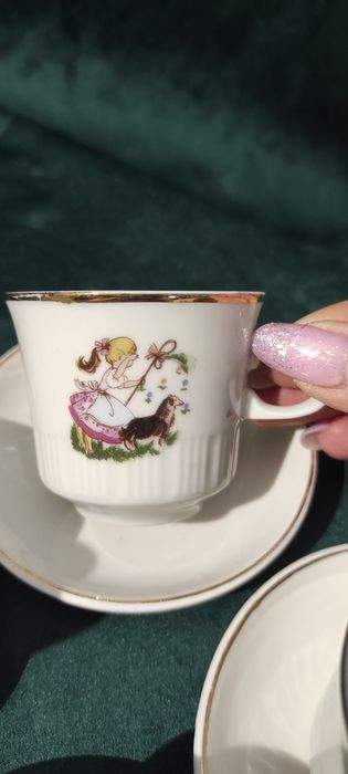 Antyczny Dziecięcy zestaw porcelany z lat 70