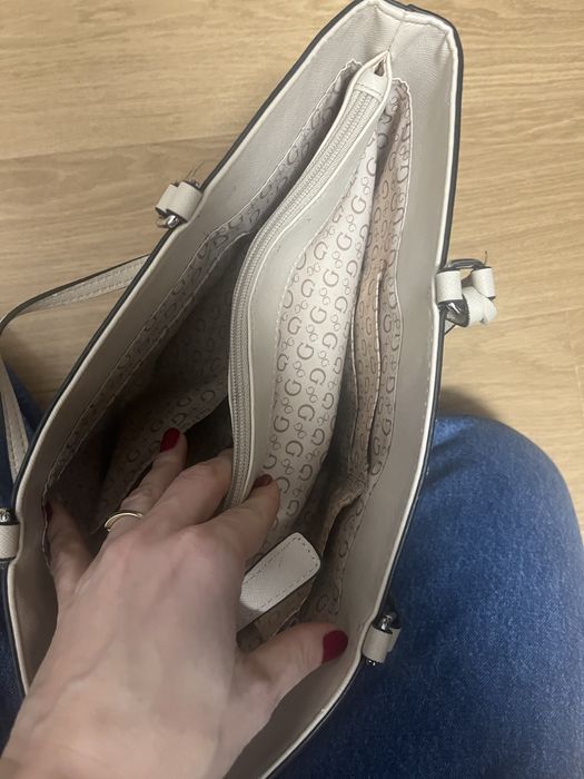 Shopper torba torebka beżowa Guess