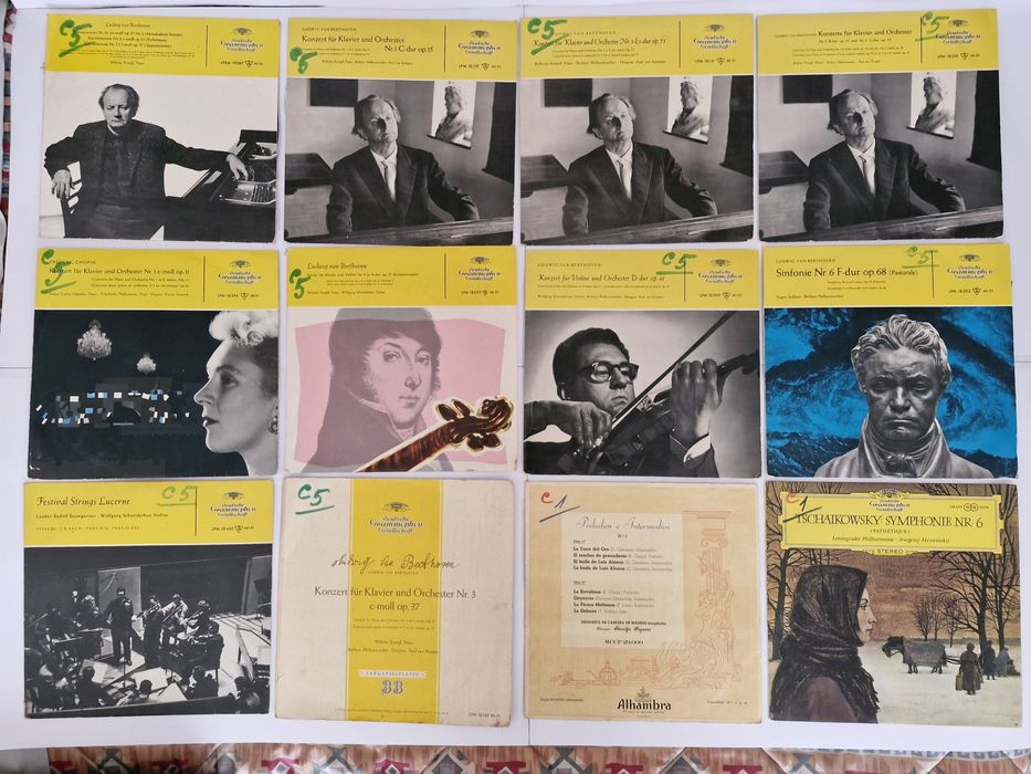 Discos vários de vinil antigos.