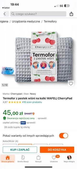 Termofor z pestek wiśni