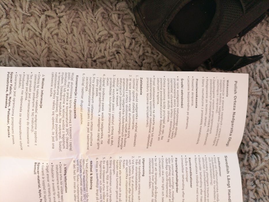 Orteza nadgarstka dłoni rozmiar M ręką lewa