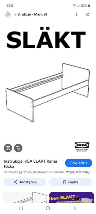 Rama łóżka Ikea Slakt 95x205