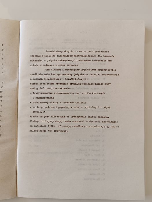 Skrypt szkolenie Barman Mikser skrypt z czasów PRL 1987