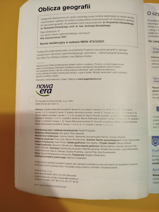 Oblicza geografii 3 - zakres rozszerzony, roku 2021 nowa era