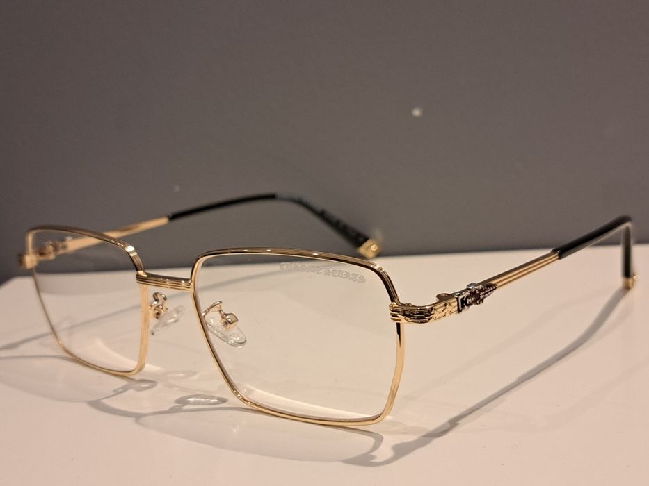 CHROME HEARTS złote nowe męskie okulary zerówki oprawki korekcyjne