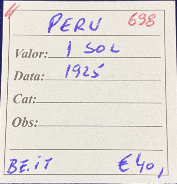 Moeda  698 - PERU 1 Sol 1925 Prata